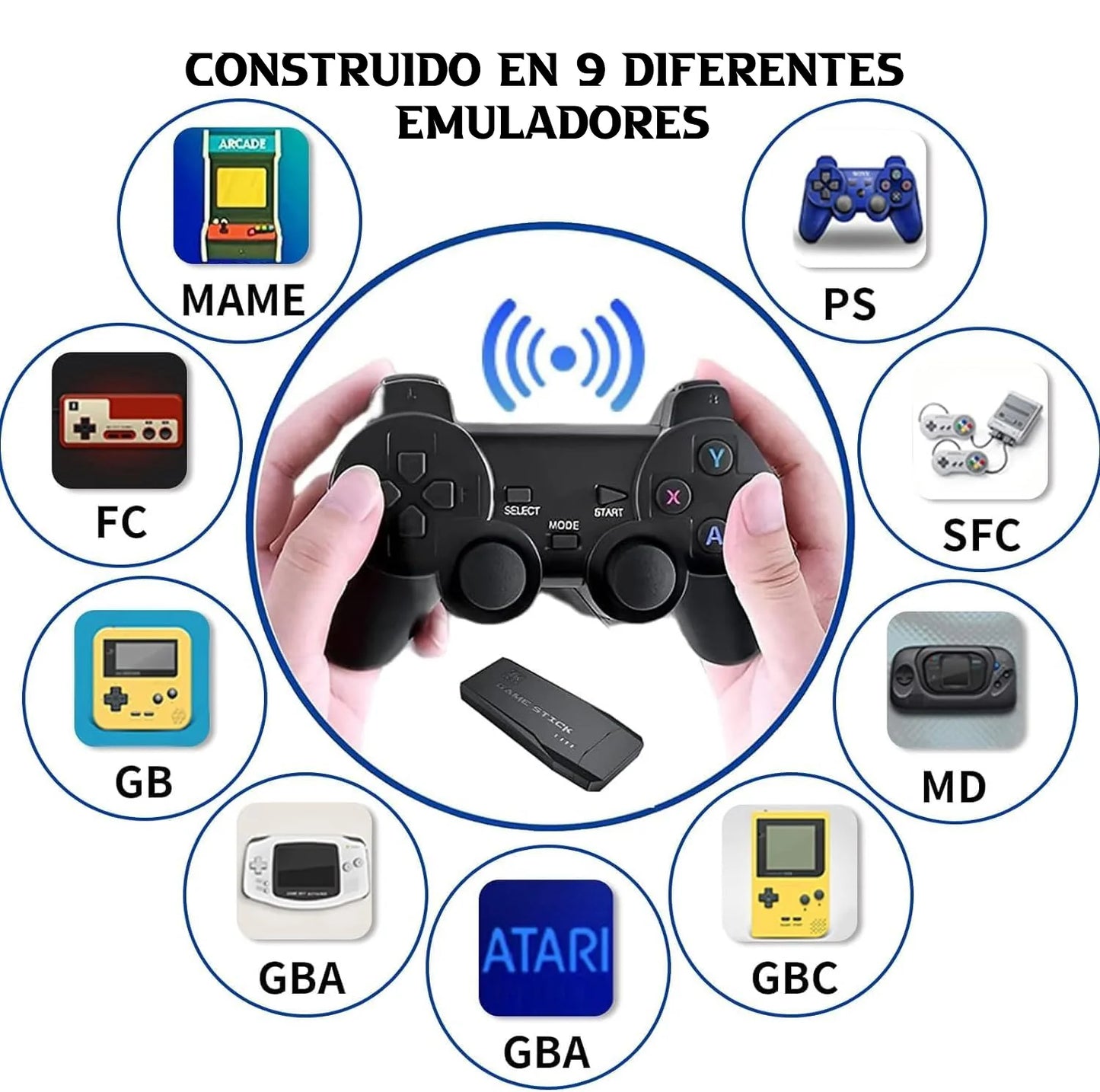 Consola de Juegos Retro con 2 Controles